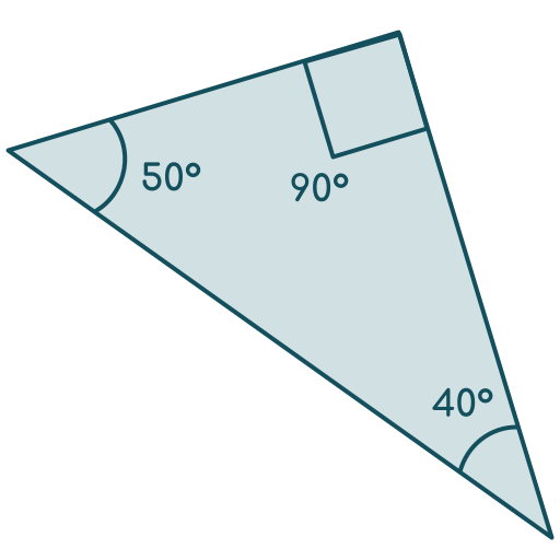 Triangle with angles 90°, 50°, 40°